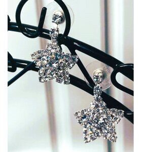 RHINESTONE STAR POST AND DROP EARRINGS